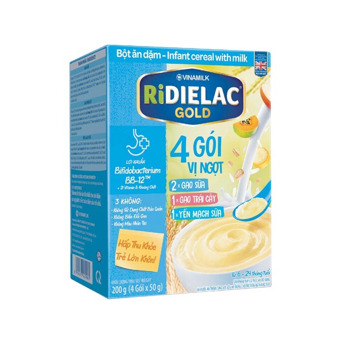 Bột ăn dặm Ri Dielac Gold 4 vị ngọt hộp giấy 200g