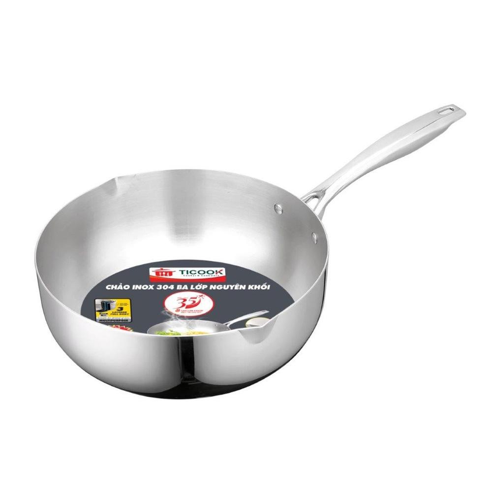 Chảo inox 304 3 lớp bếp từ Ticook SH 16cm