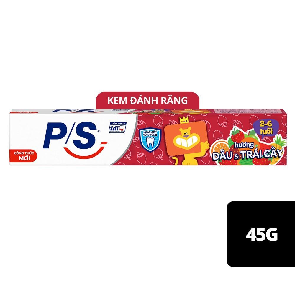 Kem đánh răng trẻ em P/s hương dâu 2-6 tuổi 45g