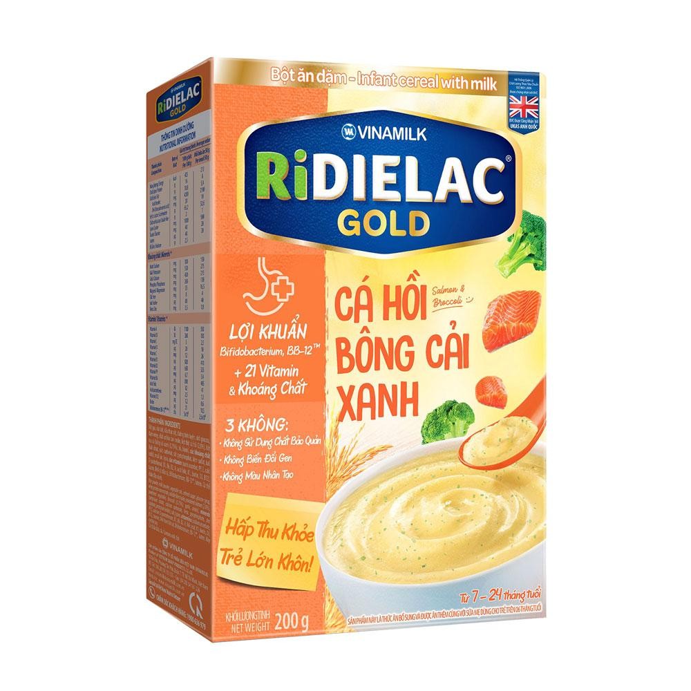 Bột ăn dặm RiDielac Gold cá hồi bông cải xanh hộp 200g