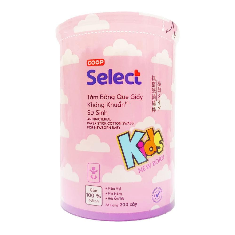 Tăm bông que giấy kháng khuẩn sơ sinh 200 cây